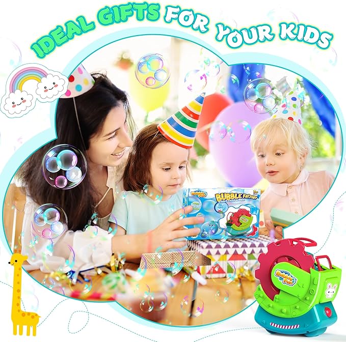 Bubble Machine for Toddlers Kids & Pets, with 8oz Safe Solution, Extra Large & Bubbles in Bubble Maker, Children & Pets Dog Toys Gift, Indoor/Outdoor Birthday Wedding Party Bubble Blower