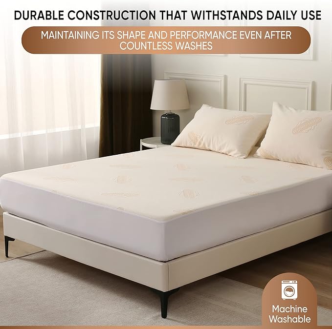 Waterproof Organic Mattress Protector Twin - Organic Cotton Breathable Mattress Pad Cover - 250 GSM Comfort - Deep Pocket - Fitted Comfort
