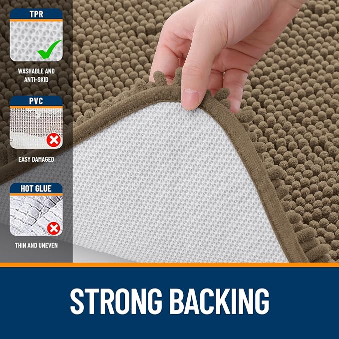 OLANLY Bathroom Rugs 34x21, Extra Soft Absorbent Chenille Bath Rugs, Rubber
