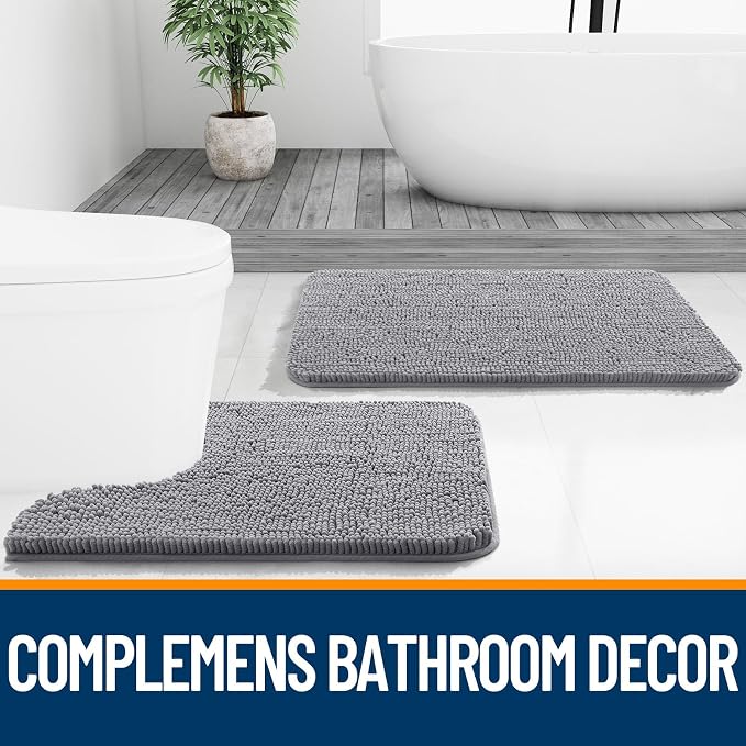OLANLY Large Bathroom Rugs 47x32, Extra Soft Absorbent Chenille Bath Rugs