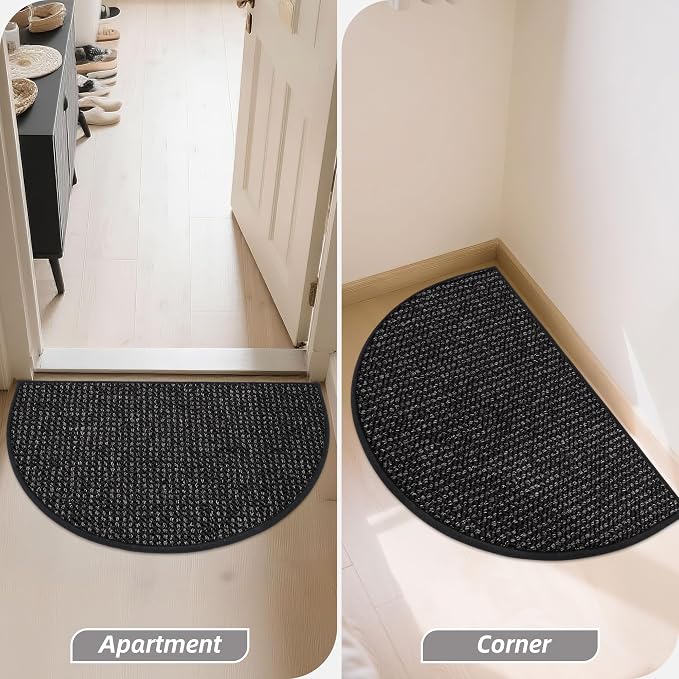 BEQHAUSE Dirt Trapper Door Mat 17" x 30" Half Circle Non Slip Washable Doormats