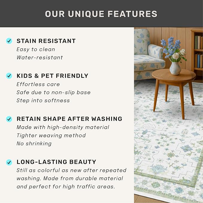 Hazo Haus Washable Rugs for Living Room 10x12