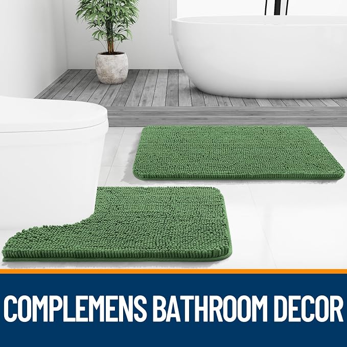 OLANLY Large Bathroom Rugs 70x46, Extra Soft Absorbent Chenille Bath Rugs