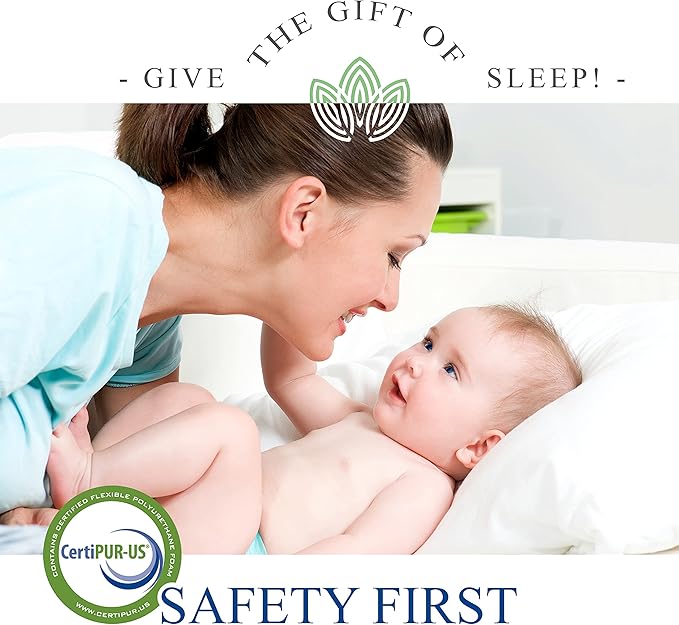 Organic Cotton 2-Sided Crib Mattress | Waterproof Washable Protector w/Ventilated Foam Lining | Light 2-in-1 Baby Mattress w/Firm Support for Infant & Soft CertiPUR Foam for Toddler | 52x27.5x4”