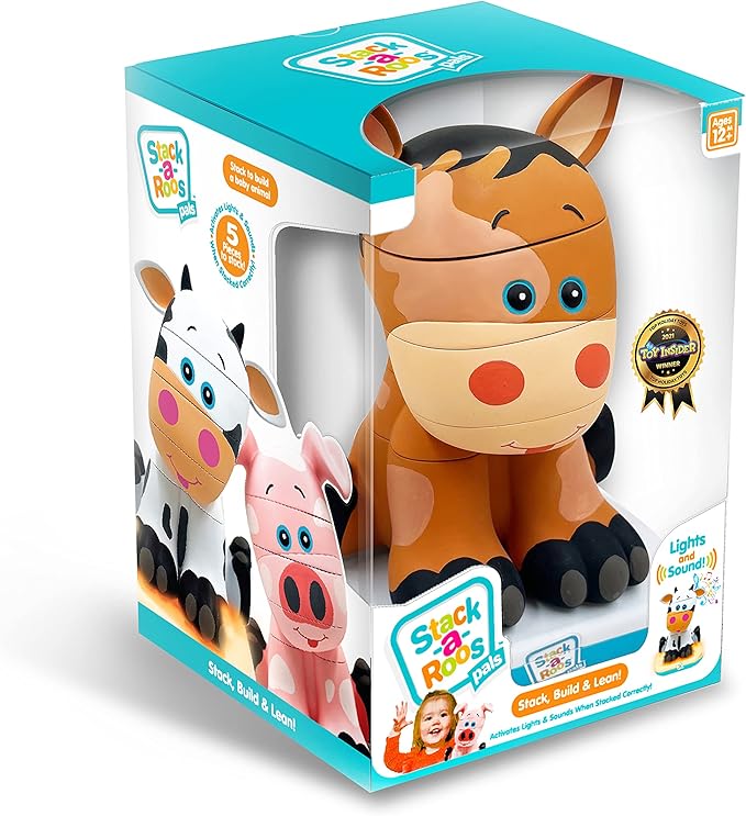 Stack-a-Roos Baby Horse by Salus Brands - Animal Stacking Toy, Educational Early Learning Toy for Infants Babies Toddlers, Age 12+ Months - Great Baby Gifts, STEM Toy
