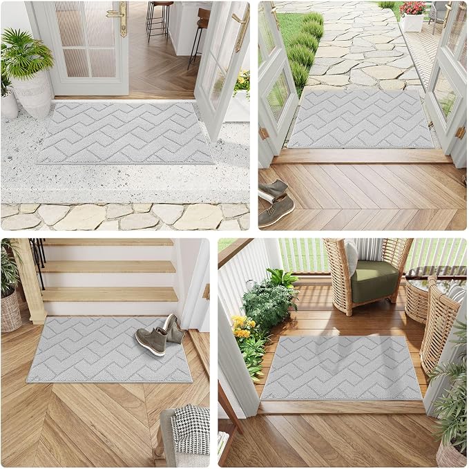 hicorfe Dirt Trapper Doormat, Non Slip Backing Washable Door Mats, Absorbent