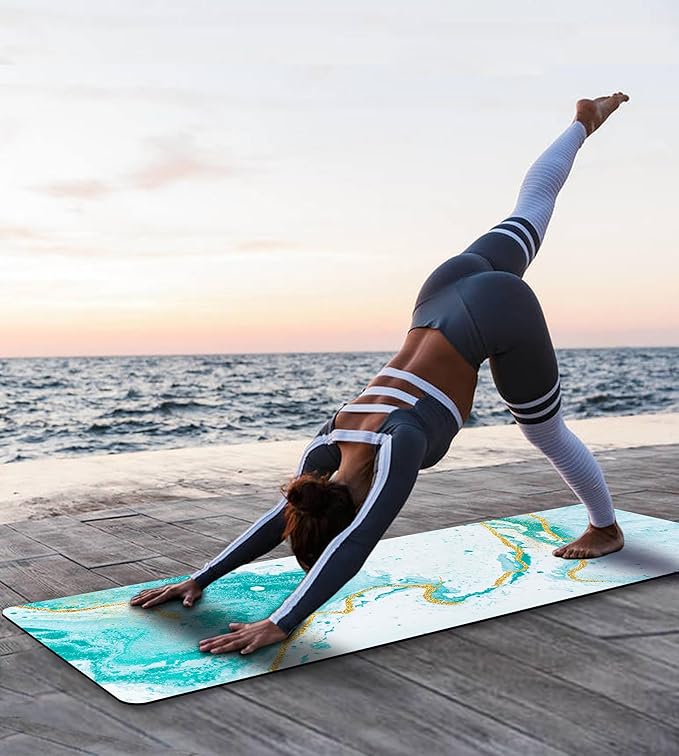 Non Slip Yoga Mat TPE Workout Mat for Men Women, Thick Workout Mat with Carrying Strap, Fitness Mats for Exercise, Yoga, Fitness, Pilates, Floor Workouts (72" x 24" x 6mm)