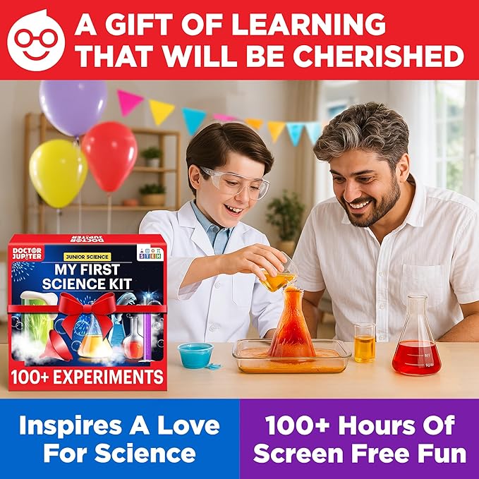 Doctor Jupiter My First Science Kit for Kids Ages 4-5-6-7-8 | Birthday Gift Ideas for 4+ Year Old Boys & Girls | Toy Stem Kit with 100+ Experiments | Learning & Educational Projects