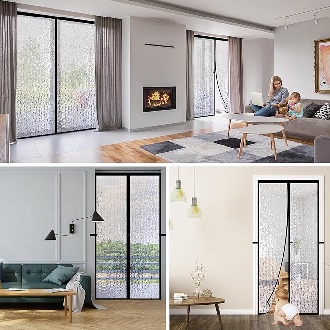 RELIANCER Magnetic Thermal Insulated Door Curtain,Waterproof EVA Door Cover,Fit Doors Size Up to 30"x80",Temperature Protection Insulated Doorway Curtain Partition,Patio Self-Closing Doors Net Screen