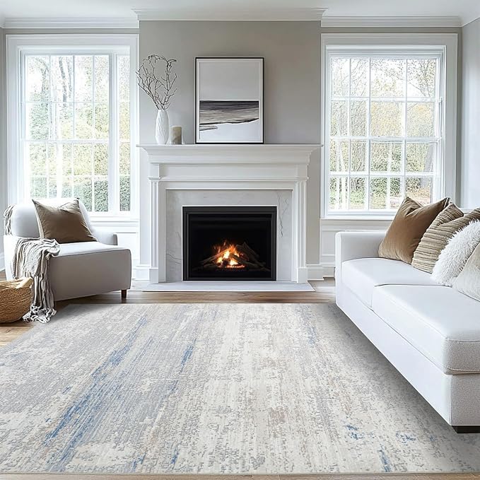 Washable Rugs 8x10 Area Rugs for Living Room- Modern Abstract Rugs for Bedroom
