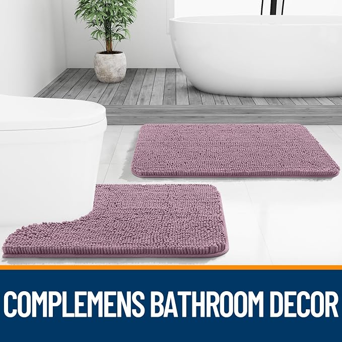 OLANLY Toilet Rugs U-Shaped 24x20, Extra Soft Absorbent Chenille Contour