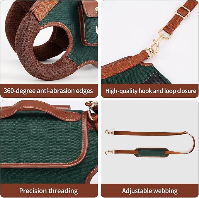 Dog Lift Harness Dog Carrier Dog VES Harness Adjustable Dog Leash with Small Puppy Treat Bag(Green,M)