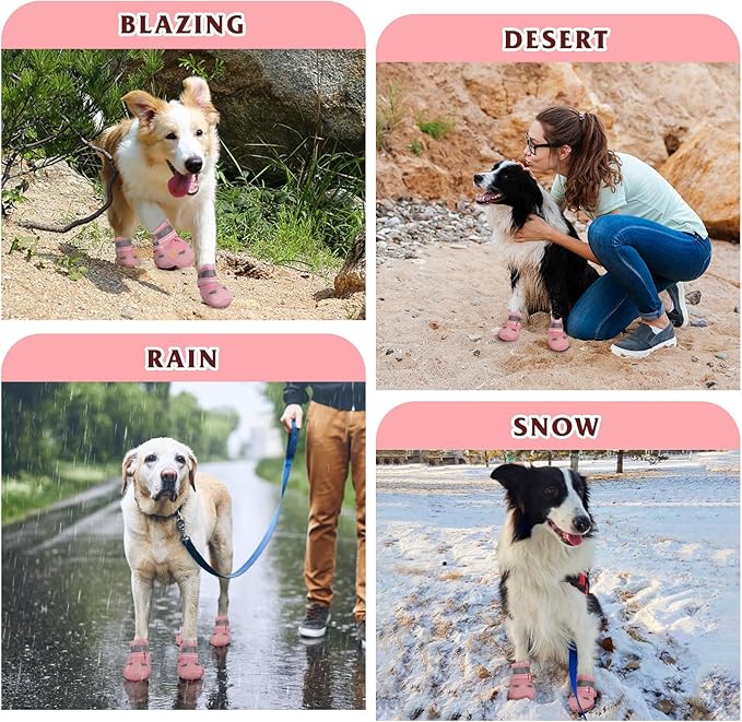 Dog Shoes for Large Medium Small Dog, Mesh Breathable Dog Shoes for Hot Pavement, Anti-Slip Dogs Boots Paw Protectors with Reflective for Outdoor Walking Indoor Hardfloors (Size 3)