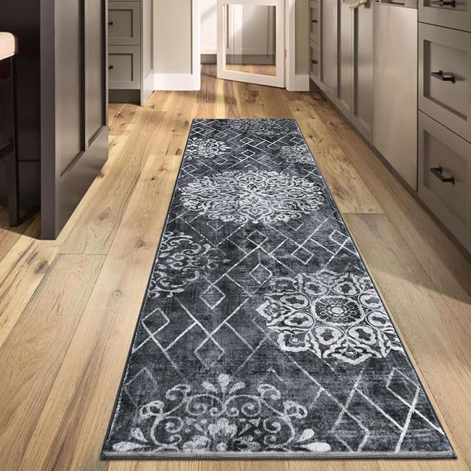 HEBE Hallway Runner Rug 2'x8' Washable Vintage Distressed Area Rugs Non Slip