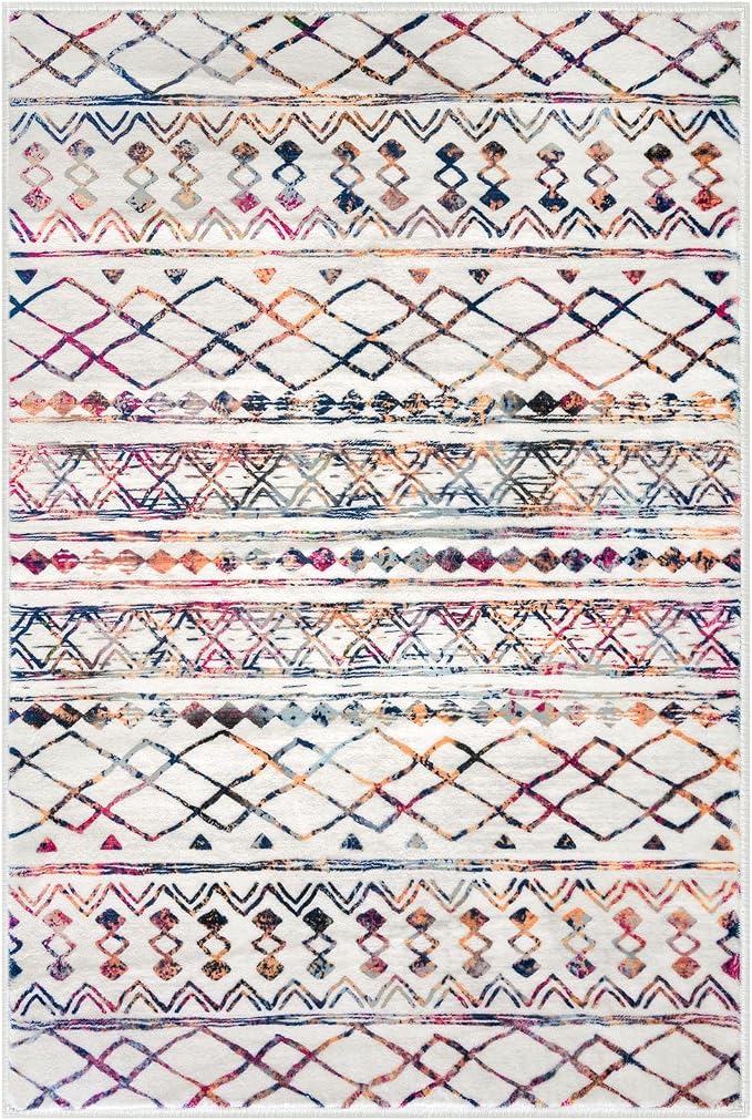 KUTA 3x5 Rugs for Entryway Boho Area Rug for Living Room, Moroccan Multi-Color