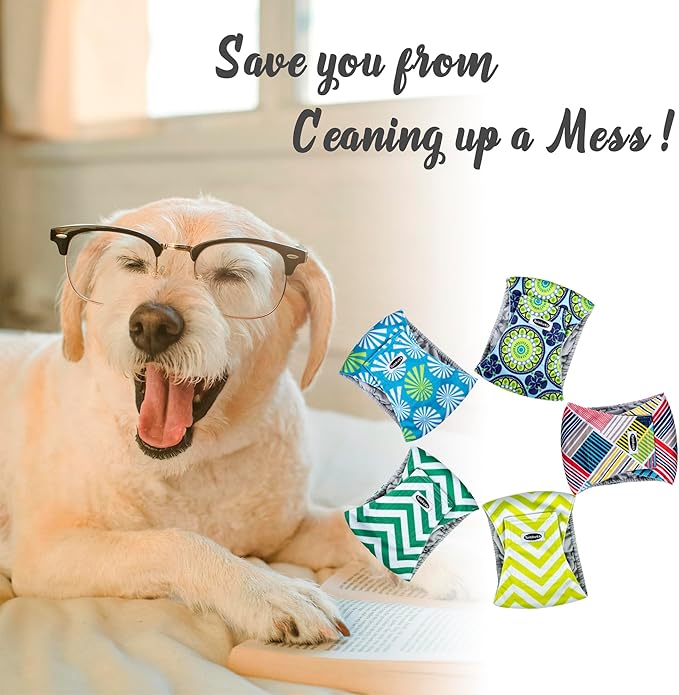 Male Dog Diapers, High Absorbing Dog Belly Bands for Male Dogs, Washable Reusable Dog Males Wraps(5 Pack)