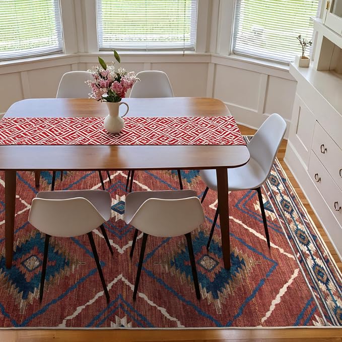 BESTSWEETIE Area Rug 9x12 Rug Machine Washable Non-Slip Low Pile Print Pattern