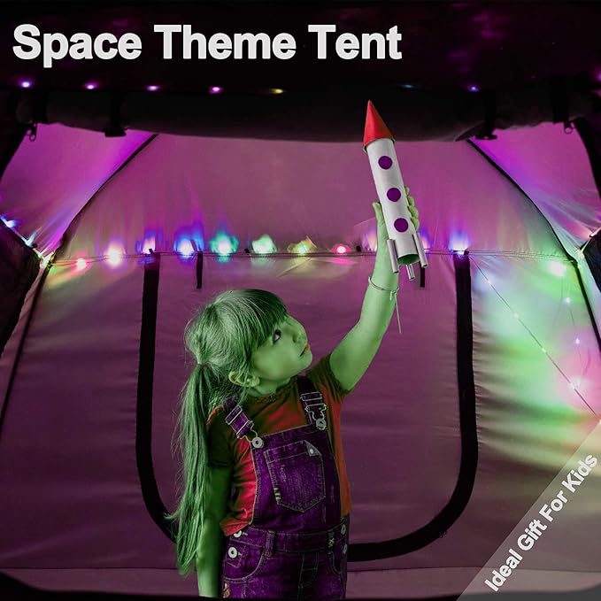 Kids Play Tent-Portable Playhouse Children House -Easy Set up Indoor Outdoor with Carry Bag for Kids-Light Strip Design for Night use -Space for Children and Parents-Birthday