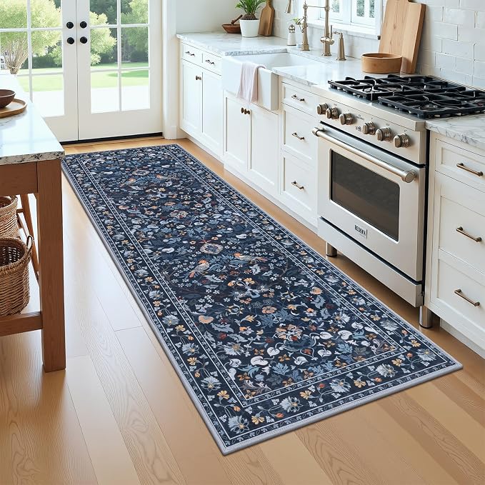 HEBE Washable Hallway Runner Rug 2'x 6' Non Slip Kitchen Rugs Runner, Low Pile