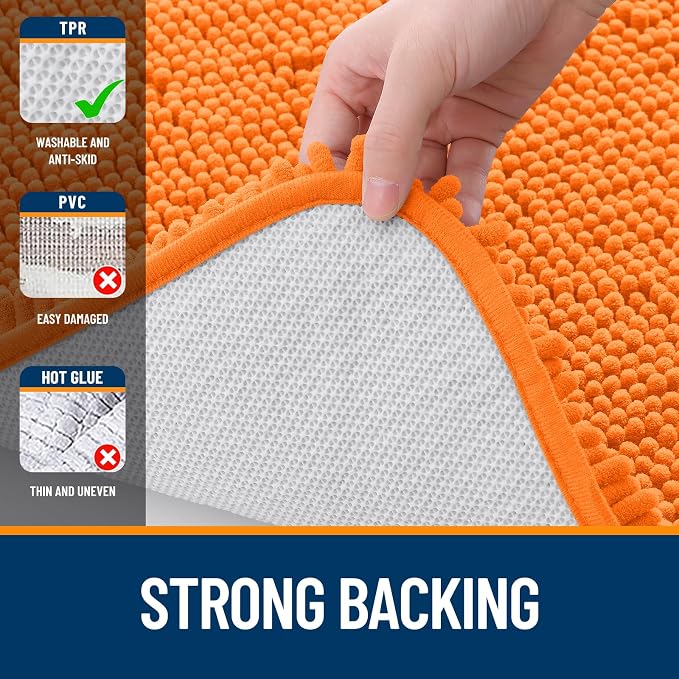 OLANLY Toilet Rugs U-Shaped 24x24, Extra Soft Absorbent Chenille Contour