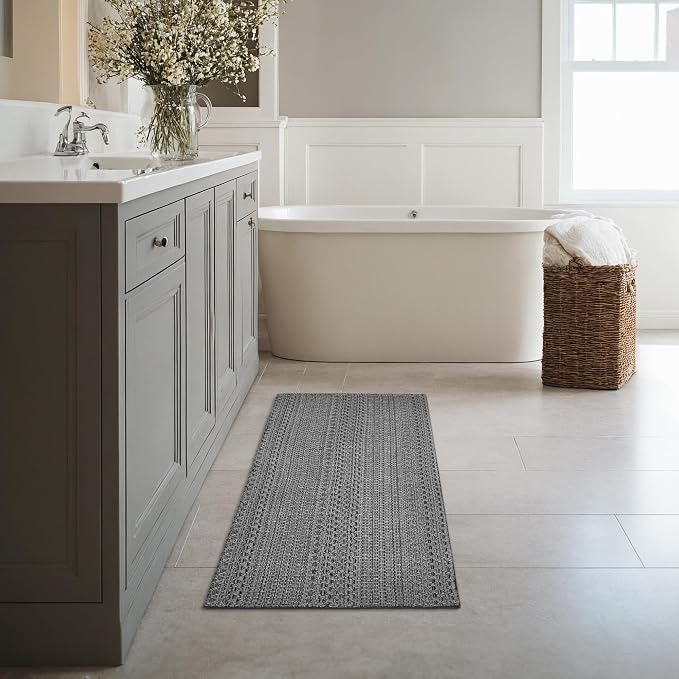 2' x 4' Entryway Rug, Boho Small Area Rug, Machine Washable, Woven Rug