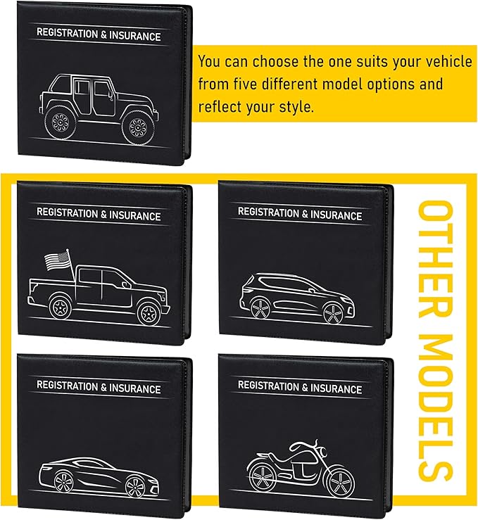 CANOPUS Car Registration and Insurance Holder, Car Document Holder, Vehicle Registration and Insurance Card Holder, Wallet for Auto, Trailer, Motorcycle, Truck, Vehicle Paperwork Organizer (2 Pack)