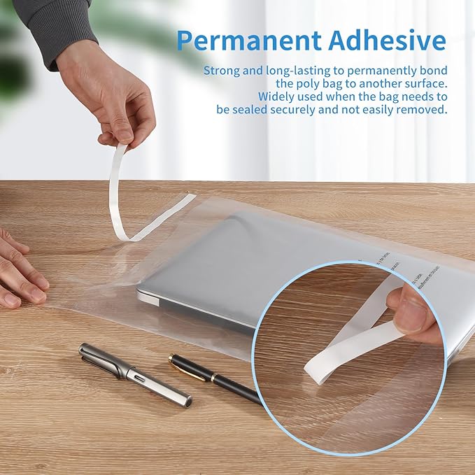 iMailer - 500 Pcs - 11" x 14" Clear Poly Bags with Suffocation Warning Self Seal 1.6 Mil for Shipping, Packaging, T-Shirt - Permanent Adhesive