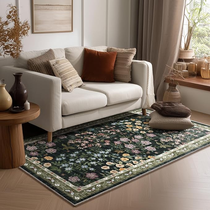 4x6 Washable Area Rugs for Entryway: Small Living Room Rug Stain Resistant Non