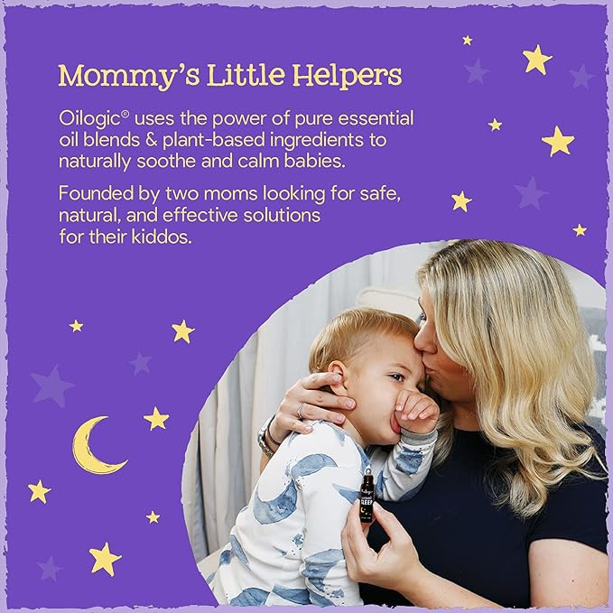 Oilogic Slumber & Sleep Bath Baby Essentials Gift Set - Includes All Over Wash, Calming Cream, Sleep Spray & Roll-On Essential Oils - Pediatrician-Tested Sleep, Comfort & Wellness Blends for Babies