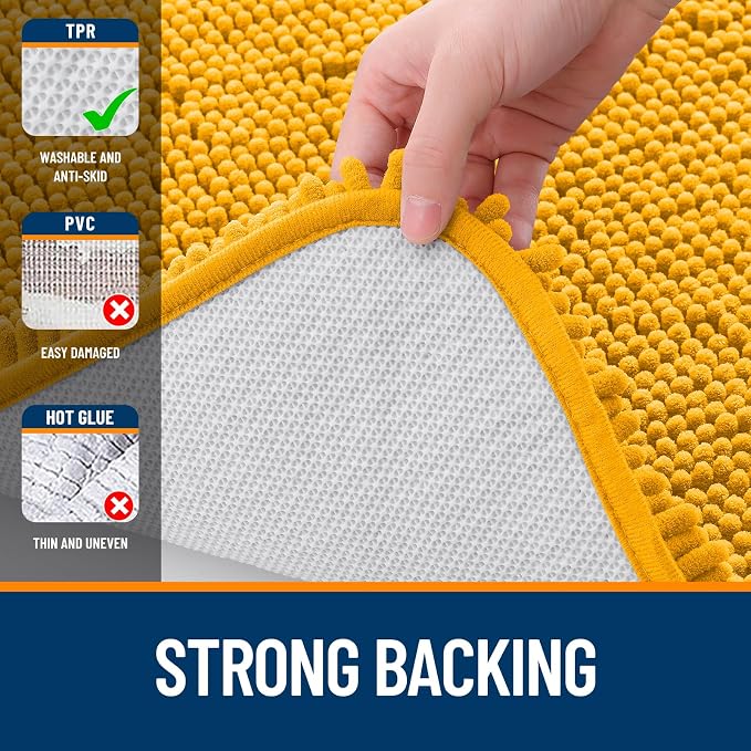 OLANLY Bathroom Rugs 35x24, Extra Soft Absorbent Chenille Bath Rugs, Rubber