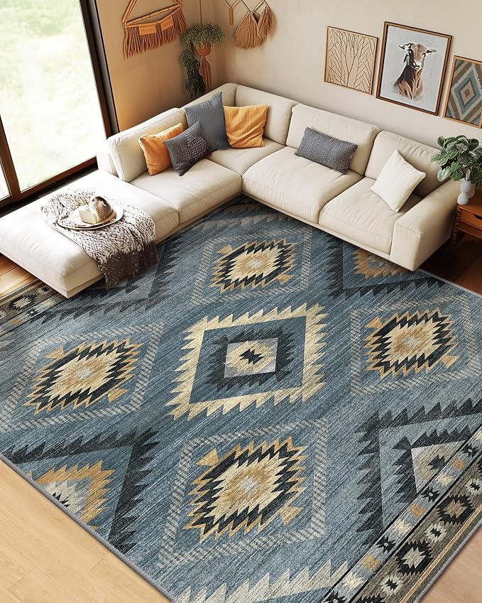 BESTSWEETIE Area Rug 6x9 Rug Machine Washable Rug Non-Slip Low Pile Print
