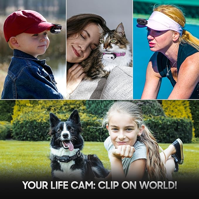 4K UHD Cat& Dog Pet Camera Collar, Video Recorder with Phone App Live View, Outdoor & Indoor POV Action Cam for Kitty and Big Cats(White - Pink Waterproof Collar - S, 128g)