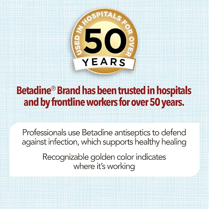 Betadine Antiseptic Povidone Iodine Solution 8 Fl Oz, Pack of 2, Kills Germs in Minor Cuts/Scrapes/Burns, Povidone Iodine Liquid, No Sting, No Alcohol or Hydrogen Peroxide