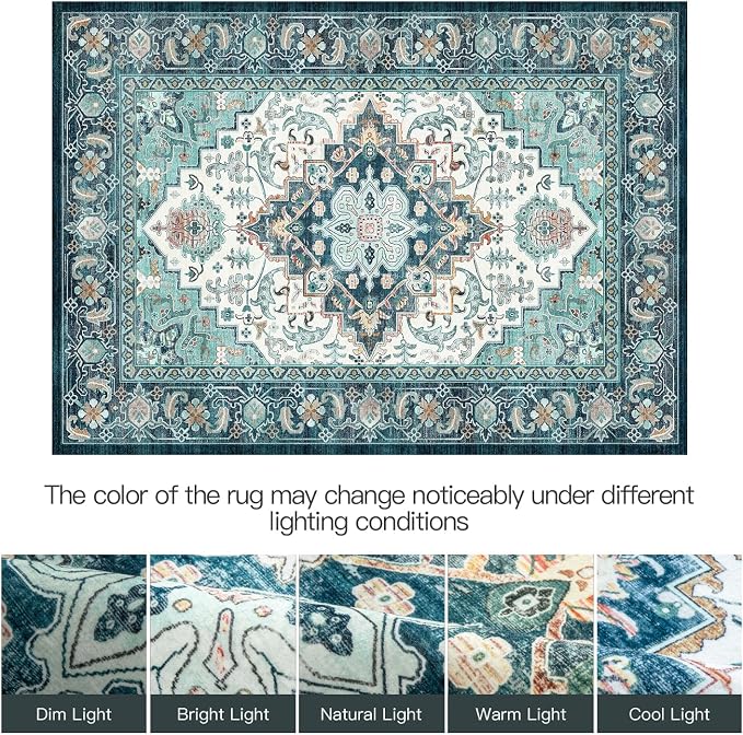 Lofus 5x7 Washable Rugs Non-Slip, Vintage Floral Area Rug