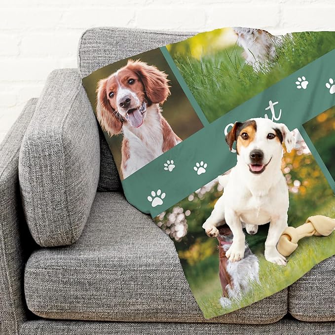 Prints Next Day โ Custom 30" x 40" Sherpa Pet Lightweight Blanket with Multi-Photo Upload - Personalized with Pet Lightweight's Name - Gift for Dog or Cat Owners - Printed in America