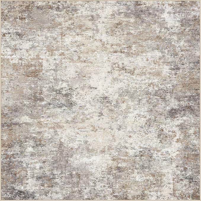 UERMEI Square Area Rugs : Washable 5x5 Neutral Modern Abstract Carpet