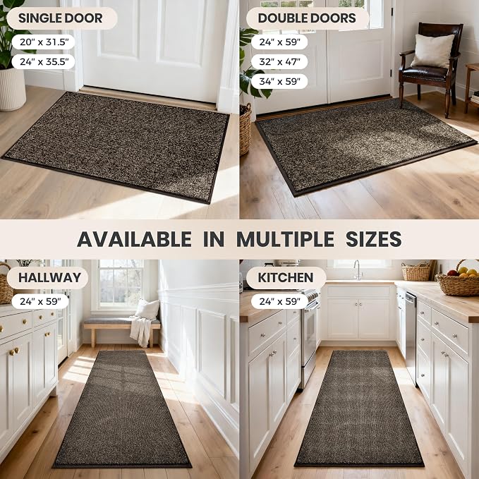 PURRUGS Dirt Trapping Door Mat 32" x 47", Non-Slip Machine Washable Entry Rug