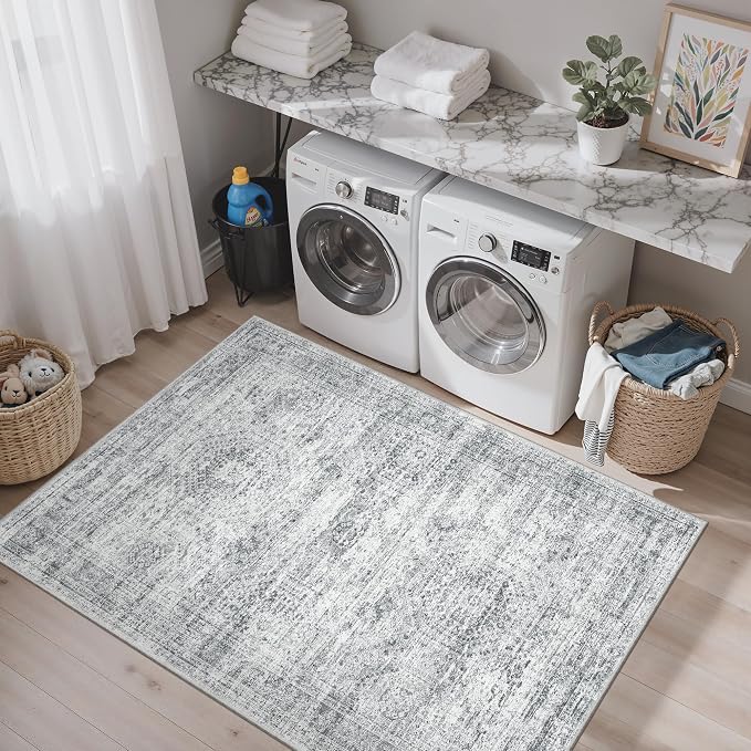Soalmost Area Rugs 4x6 for Living Room, Vintage Washable Rugs for Dining Room
