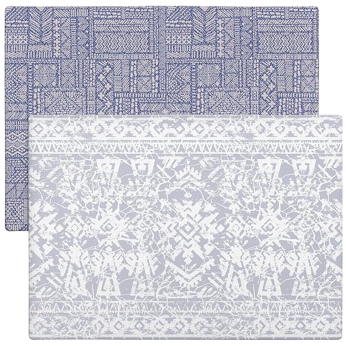 Cushmat Stylish Reversible Foam Play Mat (Large, Explorer - Cloud Indigo) - Soft, Waterproof, Durable Play mat for Infants, Babies, Toddler, Kids & Grownup - 6.5ft x 4.5ft