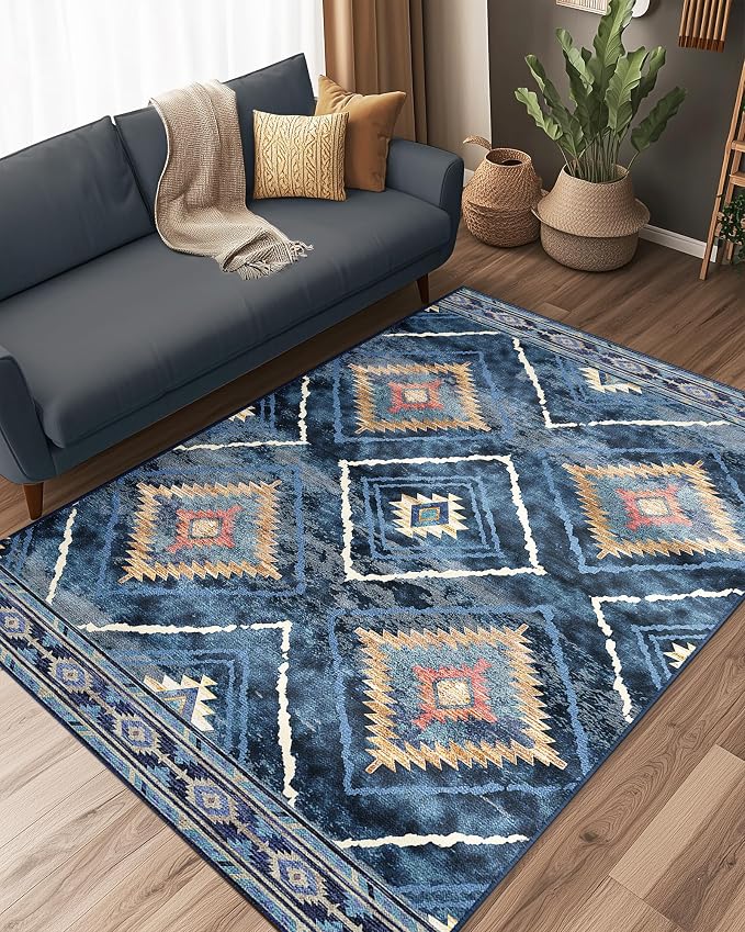 BESTSWEETIE Area Rug 4x6 Rug Machine Washable Non-Slip Low Pile Print Pattern