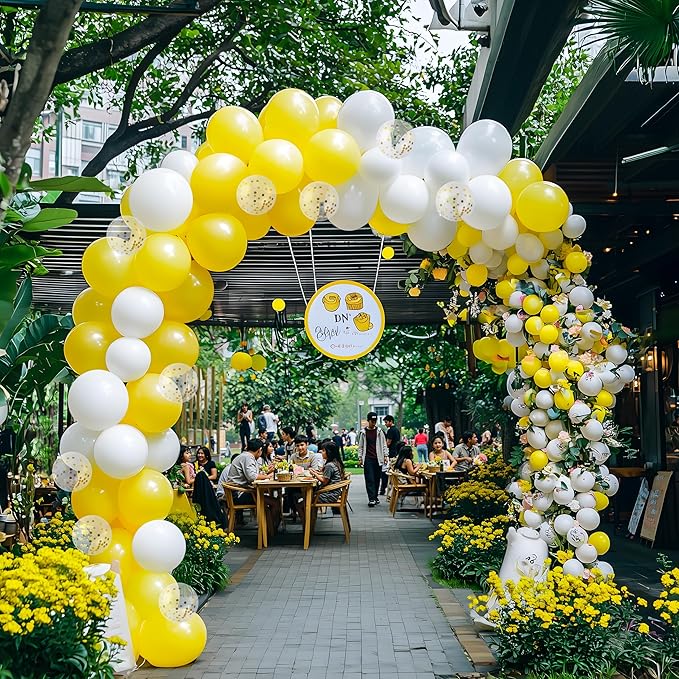 JOYIN 150 Pcs Yellow Balloons, Different Sizes 18 12 10 5 Inch Yellow Latex Balloon Arch Kit with Instruction for Birthday Party Graduation Wedding Holiday Decoration