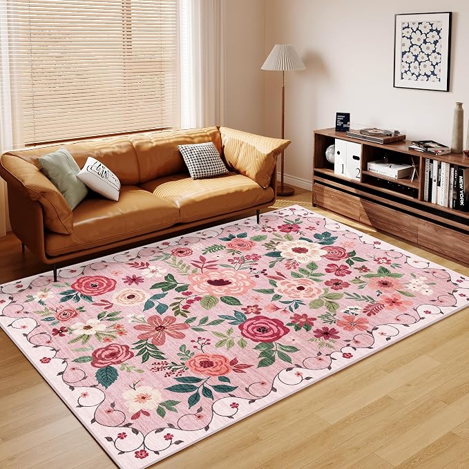 DUKINO 9x12 Area Rug, Floral Rugs