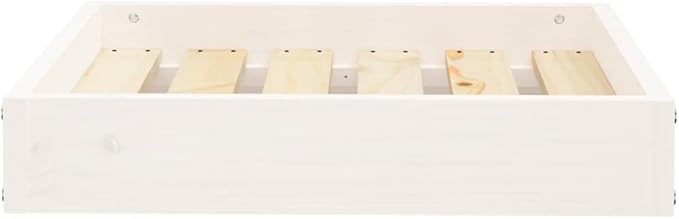 Solid Pine Wood Dog Bed for Small Breeds, Elevated Rectangular Design with Smooth Painted Finish, 4-Piece Set for Indoor Use, Durable and Comfortable Pet Furniture, Easy