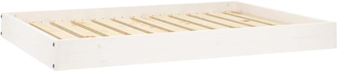 Elevated Solid Pine Wood Dog Bed for Medium Breeds, 40.0 x 29.1 x 3.5 Inches, White Minimalist Pet Furniture with Orthopedic Support and Easy-Clean Finish