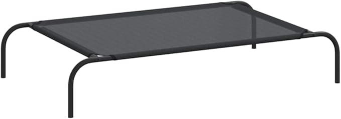 Elevated Dog Bed for Large Pets, Raised Cooling Pet Cot with Breathable Textilene Fabric, Portable Indoor Outdoor Rectangular Metal Frame Dog Bed, Black