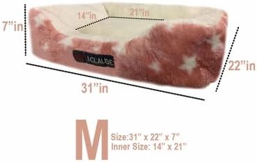 Otis & Claude Coral Velvet Dog Bed Pink, Medium 75x58 – Washable Soft Sofa-Style Bed, Tear-Resistant Look Indoor Pet Bed, Big Dog Couch Bed & Orthopedic-Style Comfort