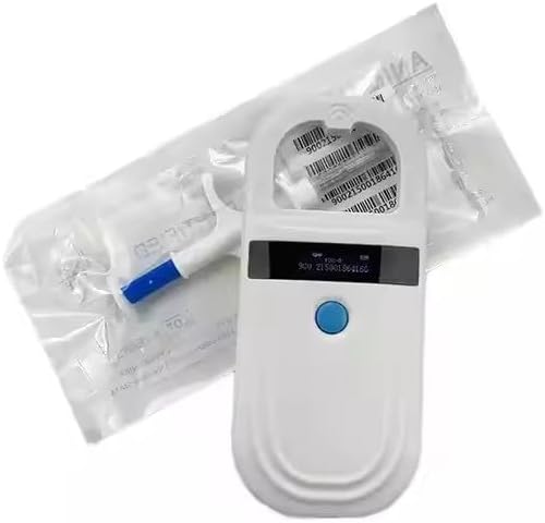 Pet Microchip Scanner ISO11784/85/FDX-B/EMID Animal Handheld Reader,134.2kHz Pet ID Scanner Rechargeable Animal Chip Registration, for Dog/Cat/Pig/Animal (White)