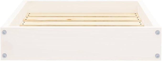 Solid Pine Wood Dog Bed for Small Breeds, Elevated Rectangular Design with Smooth Painted Finish, 4-Piece Set for Indoor Use, Durable and Comfortable Pet Furniture, Easy