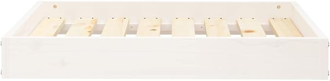 Solid Wood Pine Dog Bed, Solid Wood Pet Bed, Small Pet Furniture Cat & Dog Bed Frame, White 28.1"x21.3"x3.5",-551