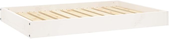 White Solid Pine Wood Dog Bed 36x25.2x3.5 Inch Large Pet Sofa for Medium Dogs, Rustic Minimalist Raised Dog Bed Frame with Sturdy Design for Living Room & Bedroom
